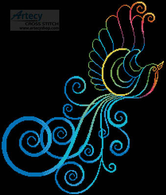 cross stitch pattern Colourful Fancy Bird