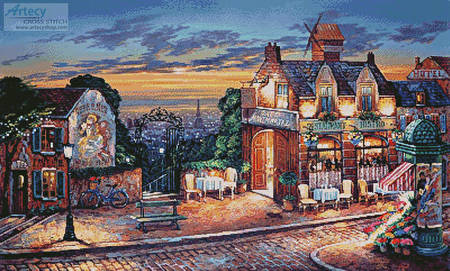 cross stitch pattern Cafe Montmartre
