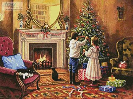 cross stitch pattern Christmas Interior