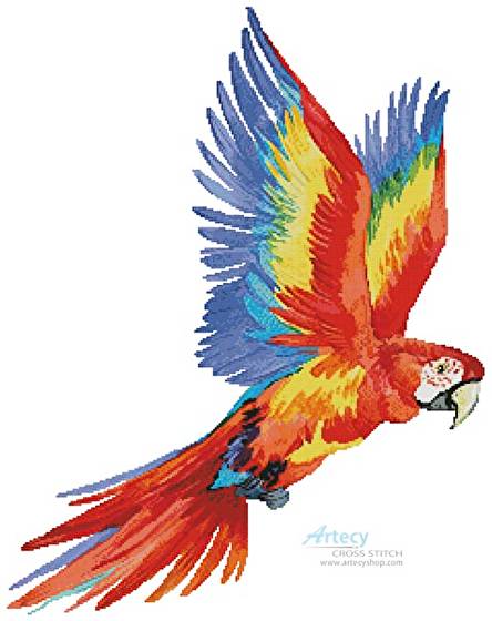 cross stitch pattern Colourful Macaw