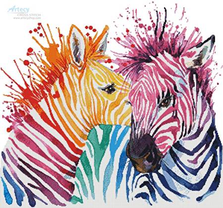 cross stitch pattern Colourful Zebras