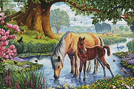 cross stitch pattern Fell Ponies