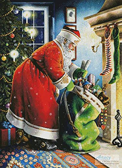 cross stitch pattern Filling the Stockings