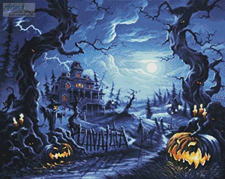 cross stitch pattern Fright Night