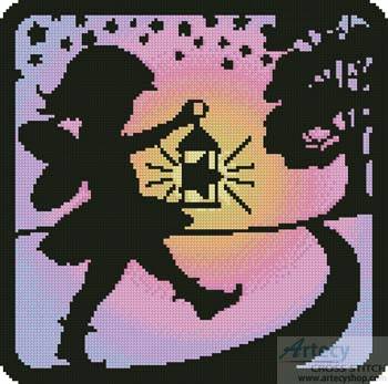 cross stitch pattern Fairy Silhouette Square 2
