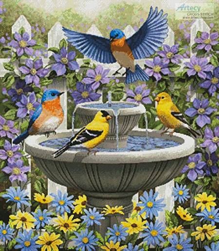 cross stitch pattern Fountain Festivities