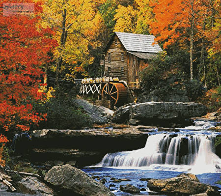 cross stitch pattern Glade Creek Grist Mill (Cushion)