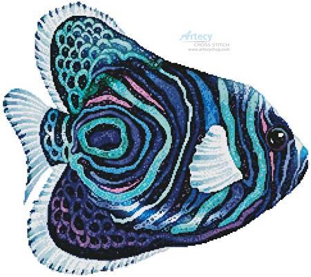 cross stitch pattern Green Blue Purple Fish