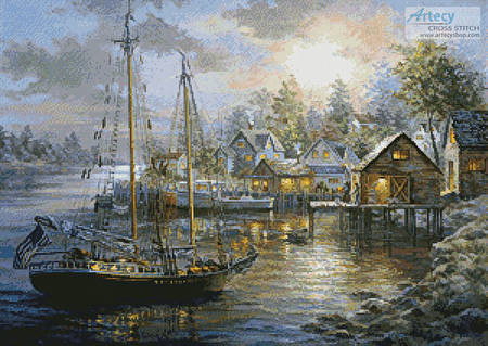 cross stitch pattern Harbor Town