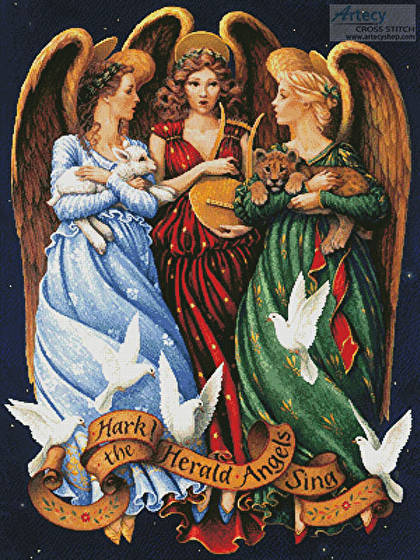cross stitch pattern Hark the Herald Angels Sing