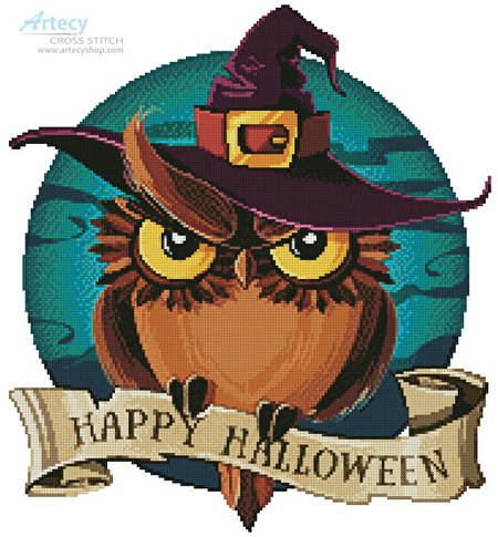 cross stitch pattern Halloween Owl