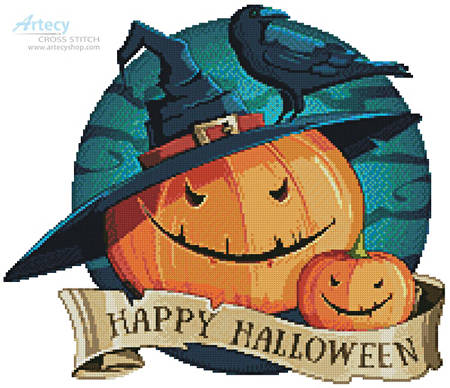 cross stitch pattern Halloween Pumpkins