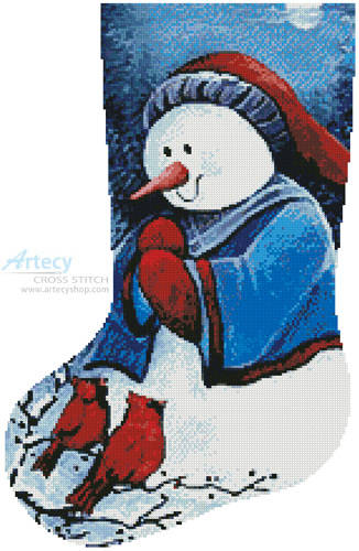 cross stitch pattern Hello Winter Friends Stocking (Left)