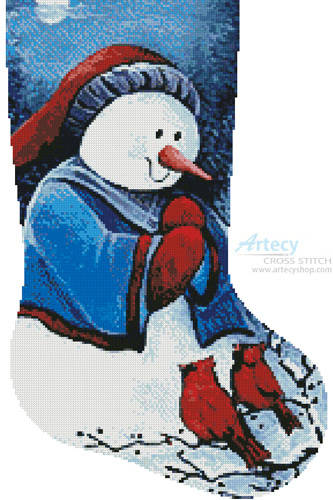 cross stitch pattern Hello Winter Friends Stocking (Right)