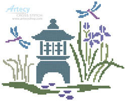 cross stitch pattern Iris and Lantern