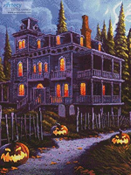 cross stitch pattern Jack-o-Lantern Lane (Crop 1)