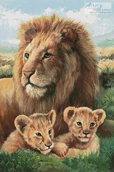 cross stitch pattern Lion and Cubs