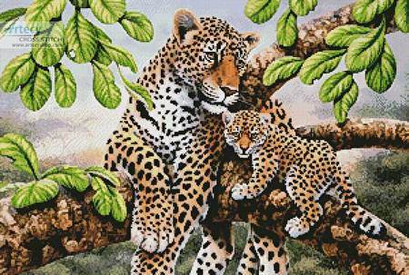 cross stitch pattern Leopard and Cub