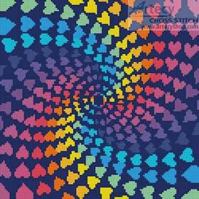 cross stitch pattern Mini Abstract Rainbow Heart Design
