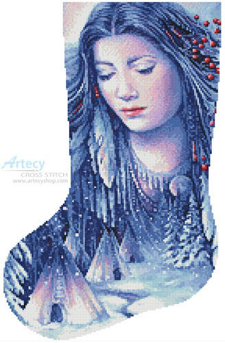 cross stitch pattern Midwinter Dreams Stocking (Left)
