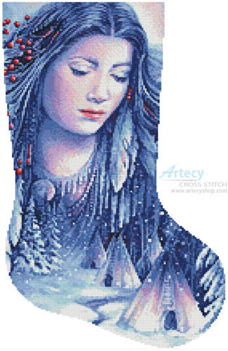 cross stitch pattern Midwinter Dreams Stocking (Right)