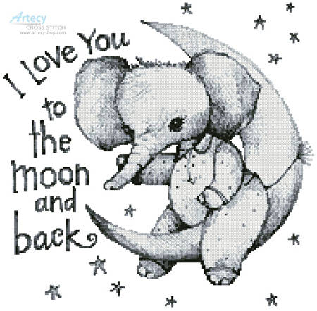 cross stitch pattern Moon and Back