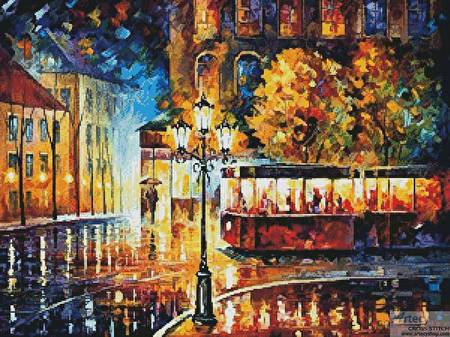 cross stitch pattern Night Trolley