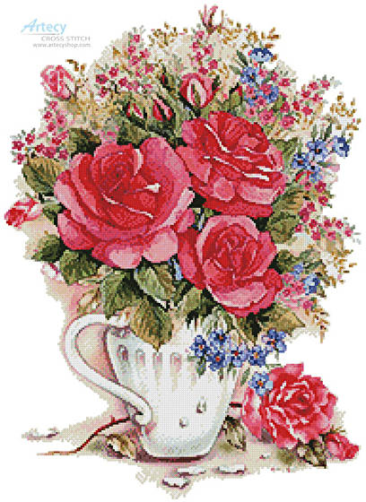 cross stitch pattern Pink Floral Arrangement