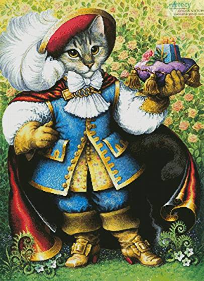 cross stitch pattern Puss in Boots Painting