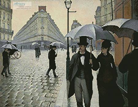 cross stitch pattern Paris Street, Rainy Day (Large)