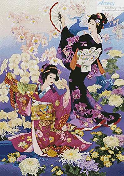 cross stitch pattern Ran Kiku