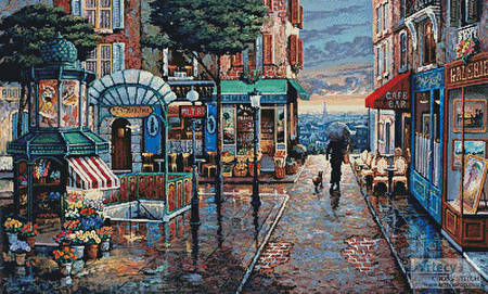 cross stitch pattern Rainy Day Stroll
