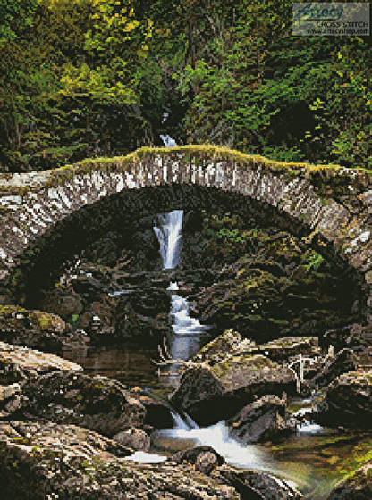 cross stitch pattern Roman Bridge, Glen Lyon