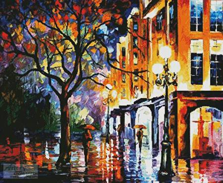 cross stitch pattern Rain in Miami