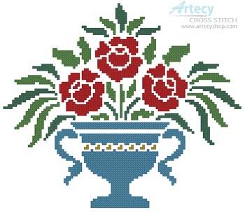 cross stitch pattern Rose Urn