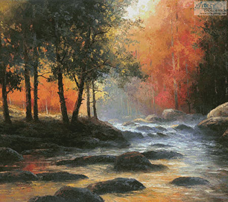 cross stitch pattern Rocks and Stream (Cushion)