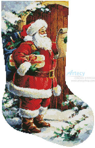 cross stitch pattern Santa at the Door Stocking (Right)