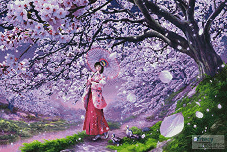cross stitch pattern Sakura Kaze