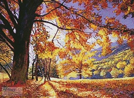 cross stitch pattern Sunlight through the Trees