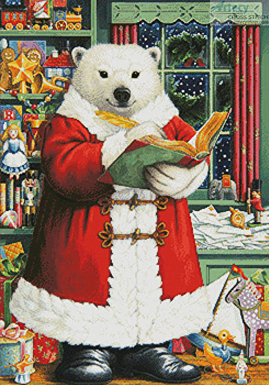cross stitch pattern Santa Bear