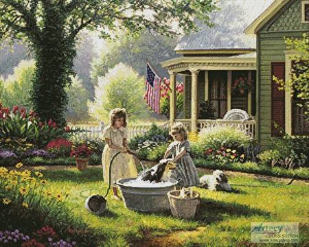 cross stitch pattern Spring Cleaning