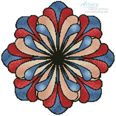 cross stitch pattern Stained Glass Flower (Blue)