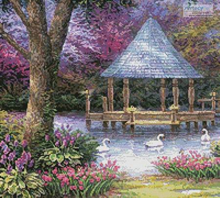 cross stitch pattern Swan Pond (Crop)