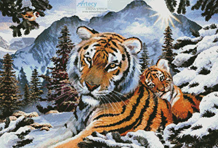 cross stitch pattern Tiger Dawn