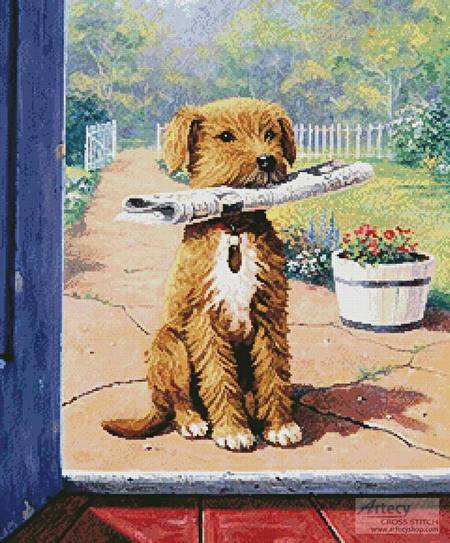 cross stitch pattern The Newsboy