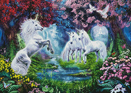 cross stitch pattern Unicorn Rendezvous