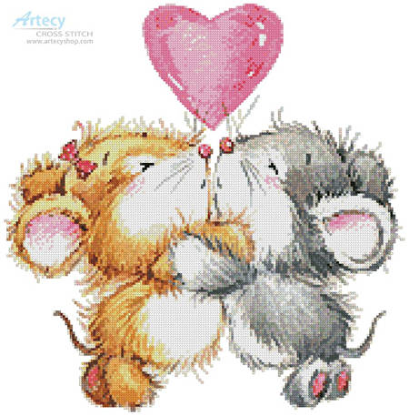 cross stitch pattern Valentine Mice
