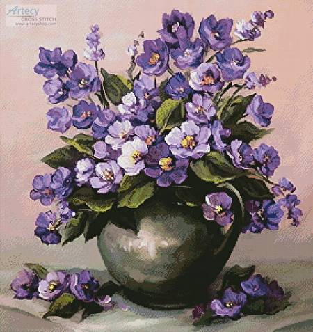 cross stitch pattern Vase of Violets
