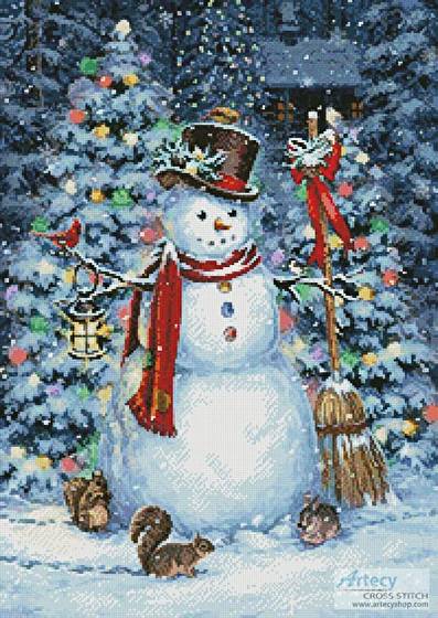 cross stitch pattern Woodland Snowman
