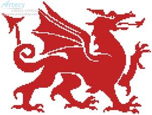 cross stitch pattern Welsh Dragon